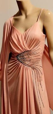 Exquisite 70s Jack Bryan Ballet Pink Maxi dress w/ long Shawl