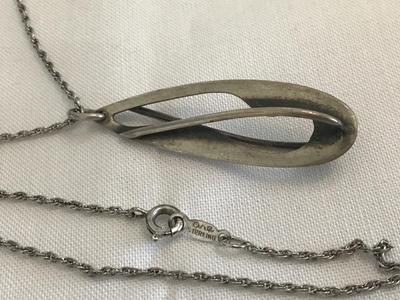 Vintage orb Otto Robert Bade Sterling Pendant and Chain Modernist Signed 925