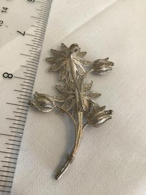 Vintage Sterling Silver Filagree Brooch