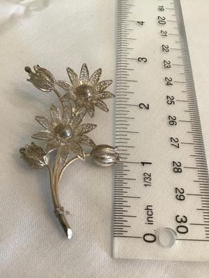 Vintage Sterling Silver Filagree Brooch