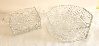 Lot #52 Lot of 2 crystal pieces - Napkin Server and lead crystal bowl