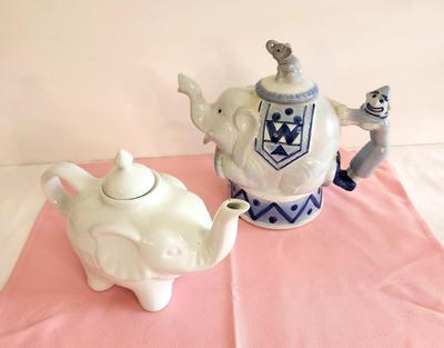 Lot #58 Lot of 2 Elephant-themed Teapots