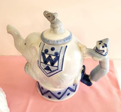 Lot #58 Lot of 2 Elephant-themed Teapots