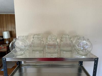 VARIETY OF GLASS JARS