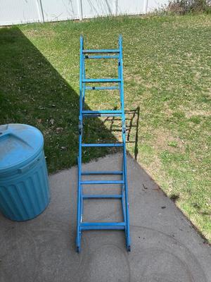 VERSALADDER AND PLASTIC TRASH CAN