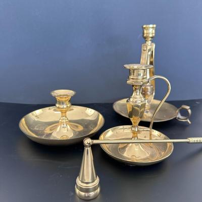 Lot of 4 - Vintage candle holders and snuffer