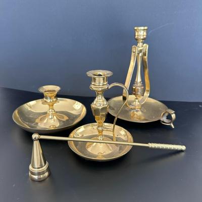 Lot of 4 - Vintage candle holders and snuffer