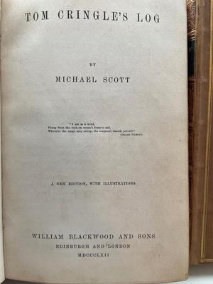 Two leather bound books and variety of vintage