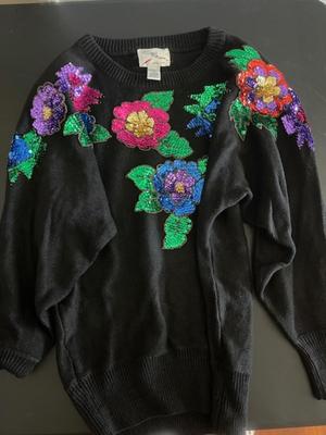 Vintage Sequin Flower Sweater