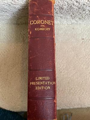 Signed by author, Manuel Komroff “Coronet”
