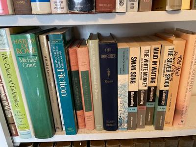 Books with various authors, including Faulkner and Fitzgerald