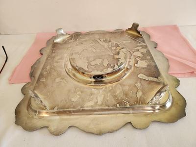 Lot #63 Vintage Silverplate Tray with Heating Element/Warmer Built In