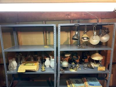 VINTAGE LAMPS AND LAMP CHIMNEYS
