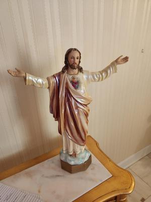 Lot #73 Unusual Vintage Columba Sacred Heart of Jesus Statue - removeable arms