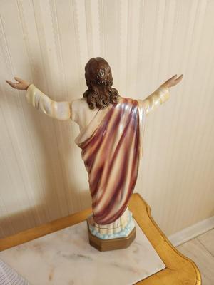 Lot #73 Unusual Vintage Columba Sacred Heart of Jesus Statue - removeable arms