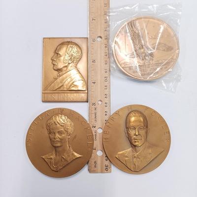 LOT 2: Set of 5 Metal Medallions- Leslie M. Shaw, Stella B. Hackel & More