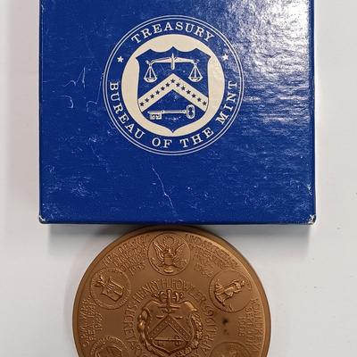 LOT 2: Set of 5 Metal Medallions- Leslie M. Shaw, Stella B. Hackel & More