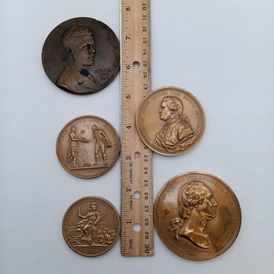 LOT 3: Set of 5 Metal Medallions- Stoney-Point Expugnatum, Charles A. Lindbergh & More