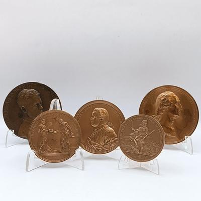 LOT 3: Set of 5 Metal Medallions- Stoney-Point Expugnatum, Charles A. Lindbergh & More