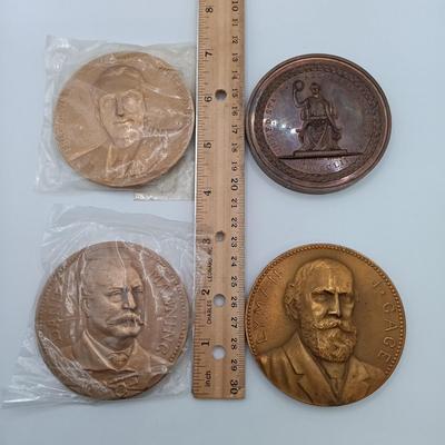 LOT 4: Set of 4 Metal Medallions- US Agricultural Society, Daniel Manning & More