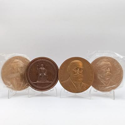LOT 4: Set of 4 Metal Medallions- US Agricultural Society, Daniel Manning & More