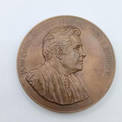 LOT 7: Set of 5 Metal Medallions- Warren E. Burger, Hubert H. Humphrey, Andrew Johnson & More