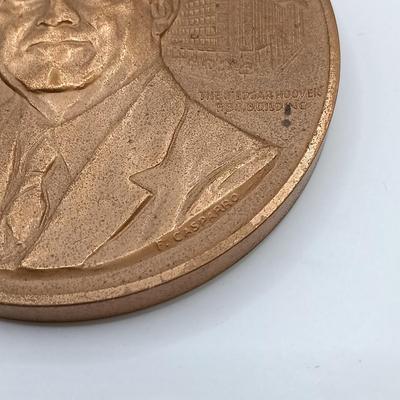 LOT 9: Cyrus McCormick 1931 International Harvester Medal, 1858 US Customhouse Medal & J. Edgar Hoover 1972 Medal