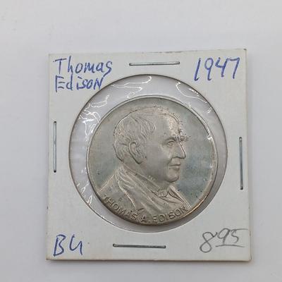 LOT 10: Set of 5 Metal Medallions- Thomas Edison 1913 Electrical Exposition, Wallace and Tiernan & More