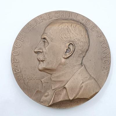 LOT 11: Set of 5 Metal Medallions- Jean Mermoz, Marshal Foch, William H. Seward & More