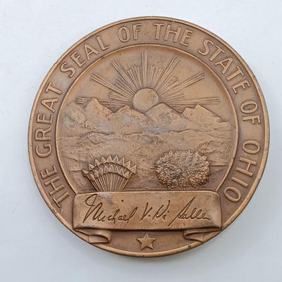 LOT 11: Set of 5 Metal Medallions- Jean Mermoz, Marshal Foch, William H. Seward & More