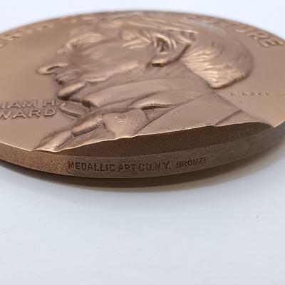 LOT 11: Set of 5 Metal Medallions- Jean Mermoz, Marshal Foch, William H. Seward & More