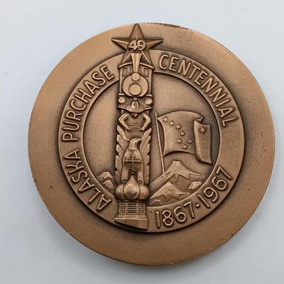 LOT 11: Set of 5 Metal Medallions- Jean Mermoz, Marshal Foch, William H. Seward & More