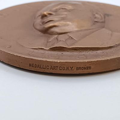 LOT 11: Set of 5 Metal Medallions- Jean Mermoz, Marshal Foch, William H. Seward & More