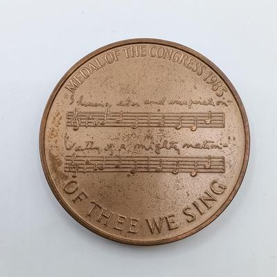 LOT 12: Set of 4 Metal Medallions- Pittsburgh Female College, Gershwin 1985, Jackie Robinson & John Wayne