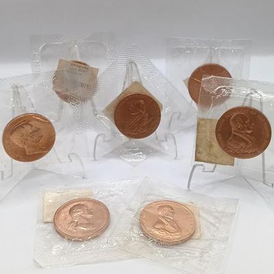 LOT 13: Set of 7 Aramark US Mint Medals- Washington, Adams, Lincoln, Jefferson & More