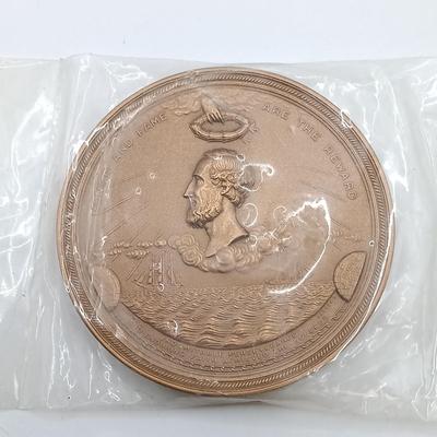 LOT 15: Set of 5 Metal Medallions- Cyrus W. Field Atlantic Telegraph, Simon Wiesenthal, Grover Cleveland & More