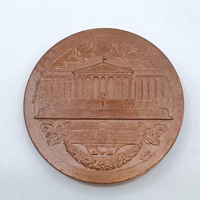 LOT 15: Set of 5 Metal Medallions- Cyrus W. Field Atlantic Telegraph, Simon Wiesenthal, Grover Cleveland & More