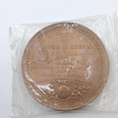 LOT 15: Set of 5 Metal Medallions- Cyrus W. Field Atlantic Telegraph, Simon Wiesenthal, Grover Cleveland & More
