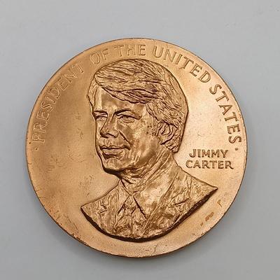 LOT 17: Set of 5 Metal Medallions- Jimmy Carter, Lindbergh Medal of Congress & More