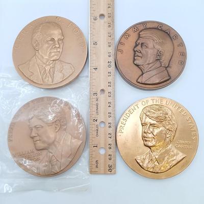 LOT 17: Set of 5 Metal Medallions- Jimmy Carter, Lindbergh Medal of Congress & More