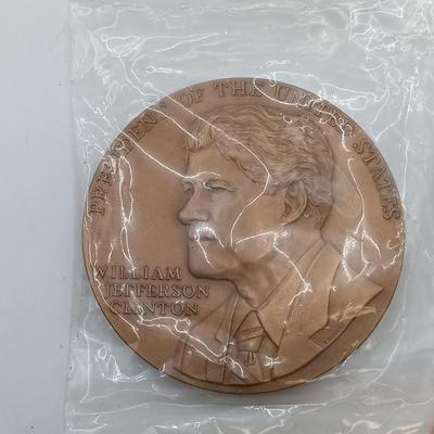 LOT 17: Set of 5 Metal Medallions- Jimmy Carter, Lindbergh Medal of Congress & More