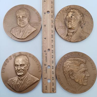 LOT 18: Set of 5 Metal Medallions- Alexander Hamilton, Theodore Roosevelt & More