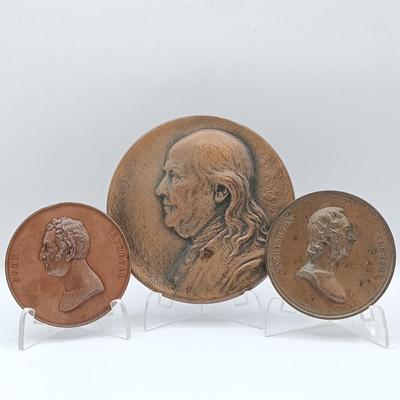 LOT 19: C.C. Wright Engraver American Art Union John Trumbull and Washington Allston Medallions w/ Kilenyi Designed Saturday Evening Post...