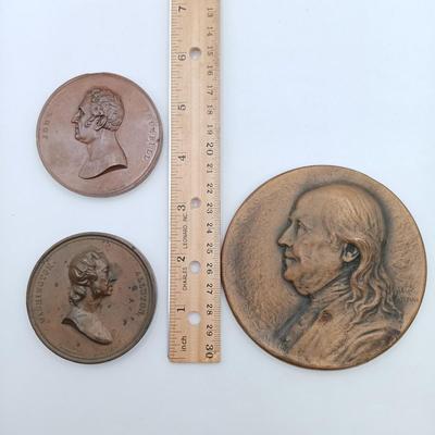 LOT 19: C.C. Wright Engraver American Art Union John Trumbull and Washington Allston Medallions w/ Kilenyi Designed Saturday Evening Post...