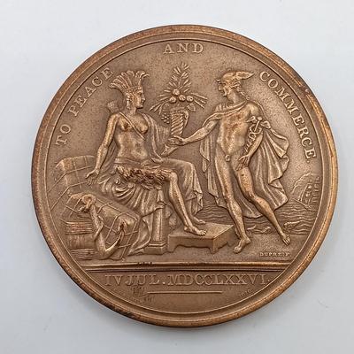 LOT 20: Set of 5 Metal Medallions- Horatio Gates, Nathaniel Green, Diplomatic Medal & More