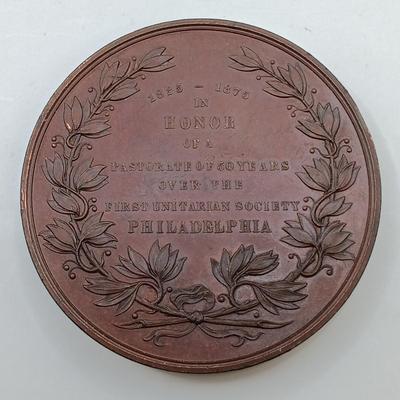 LOT 21: Rogat 1842 Louis Marie Medallion, W.H. Furness Unitarian Society & Louis Agassiz Medallions