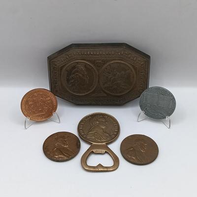 LOT 23: Frankfurt 1943 Calendar Medal, Prussia King Wilhelm Medal, Clock Museum Coin & More