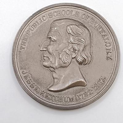 LOT 24: Set of 8 Metal Medallions- John Muir, Public Schools of Buffalo NY, Hugo Eckener & More