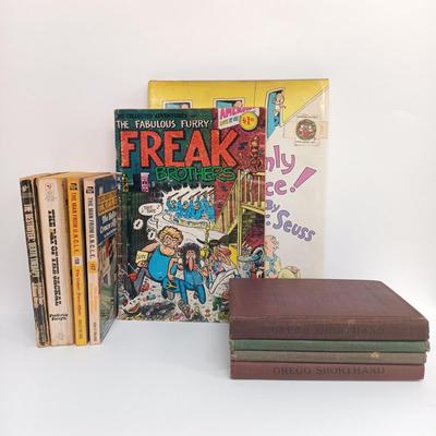 LOT 109: The Fabulous Furry Freak Bros. 1971 Rip Off Press #1, Man From UNCLE Paperbacks, Shorthand Books & More
