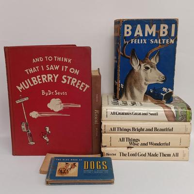 LOT 116: And To Think That I Saw It On Mulberry Street 1937, Bambi 1929, The Blue Book of Dogs 1941 & More